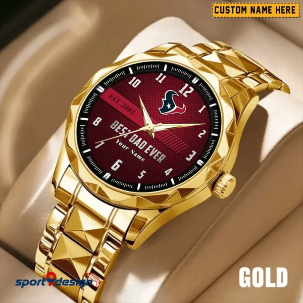 Houston Texans Best Dad Ever Father's Day Gift Stainless Steel Fashion Business Watch ANZDMW175 - Image 3