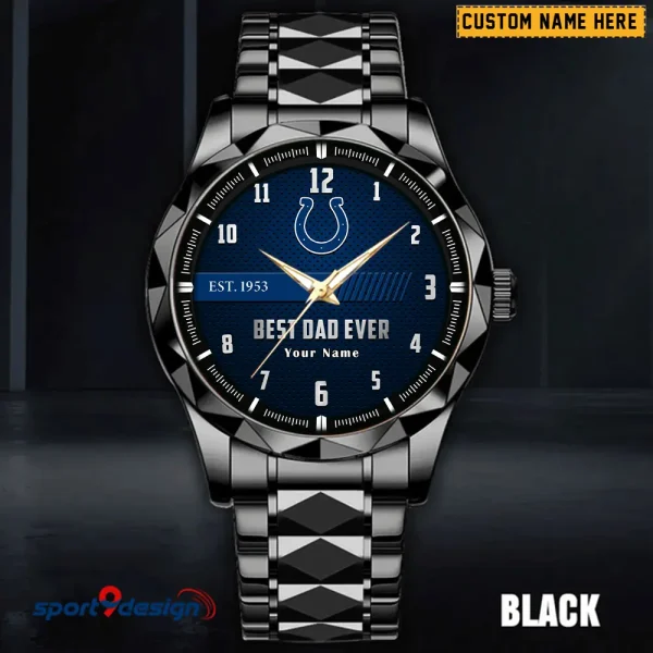 Indianapolis Colts Best Dad Ever Father's Day Gift Stainless Steel Fashion Business Watch ANZDMW176 - Image 2