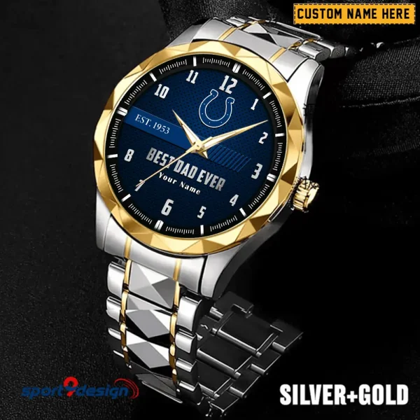 Indianapolis Colts Best Dad Ever Father's Day Gift Stainless Steel Fashion Business Watch ANZDMW176