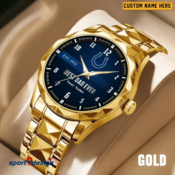 Indianapolis Colts Best Dad Ever Father's Day Gift Stainless Steel Fashion Business Watch ANZDMW176 - Image 3