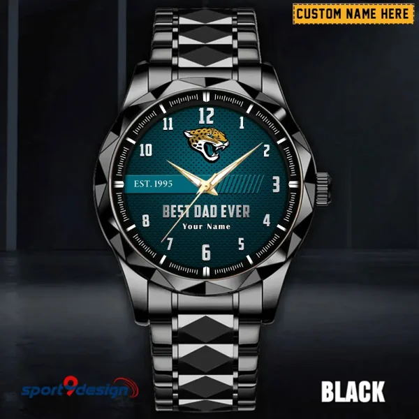 Jacksonville Jaguars Best Dad Ever Father's Day Gift Stainless Steel Fashion Business Watch ANZDMW177 - Image 2