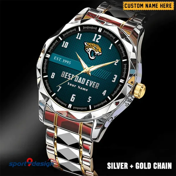 Jacksonville Jaguars Best Dad Ever Father's Day Gift Stainless Steel Fashion Business Watch ANZDMW177 - Image 3