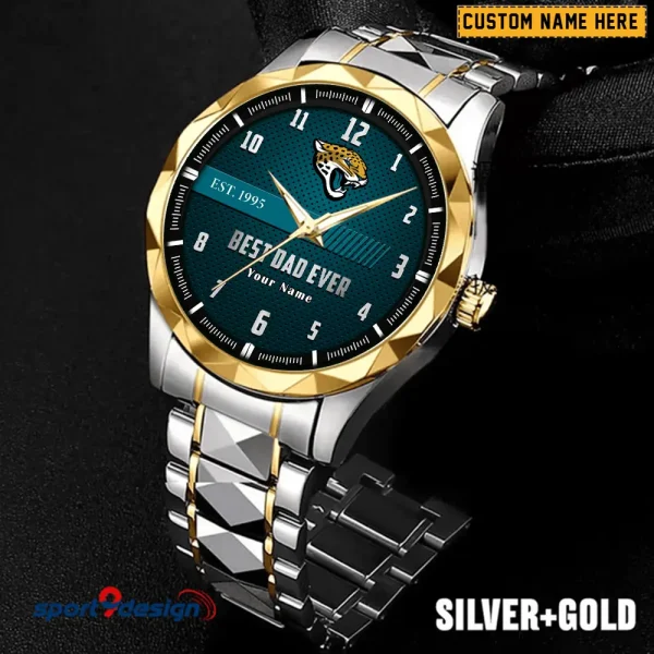 Jacksonville Jaguars Best Dad Ever Father's Day Gift Stainless Steel Fashion Business Watch ANZDMW177