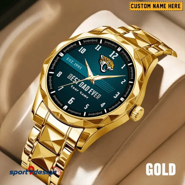 Jacksonville Jaguars Best Dad Ever Father's Day Gift Stainless Steel Fashion Business Watch ANZDMW177 - Image 4