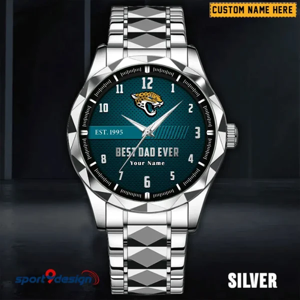 Jacksonville Jaguars Best Dad Ever Father's Day Gift Stainless Steel Fashion Business Watch ANZDMW177 - Image 5