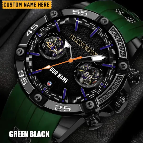 Baltimore Ravens Mens Silicone Waterproof Date Fashion WristWatch ANZSSFWW036 - Image 3