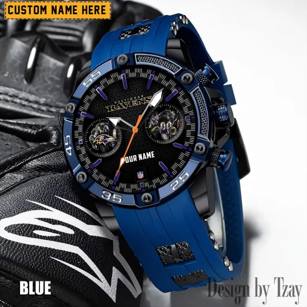 Baltimore Ravens Mens Silicone Waterproof Date Fashion WristWatch ANZSSFWW036 - Image 4