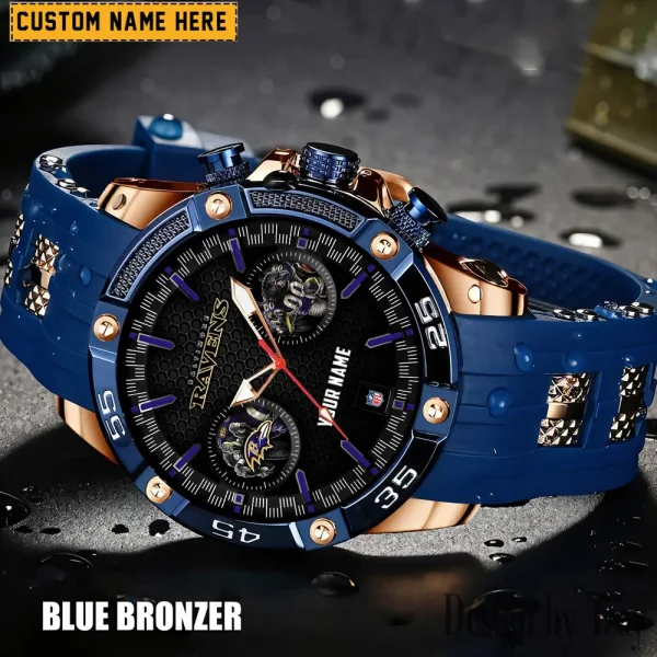 Baltimore Ravens Mens Silicone Waterproof Date Fashion WristWatch ANZSSFWW036 - Image 5