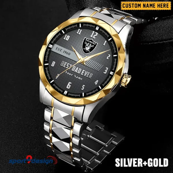 Las Vegas Raiders Best Dad Ever Father's Day Gift Stainless Steel Fashion Business Watch ANZDMW179