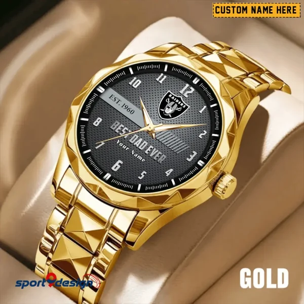 Las Vegas Raiders Best Dad Ever Father's Day Gift Stainless Steel Fashion Business Watch ANZDMW179 - Image 3