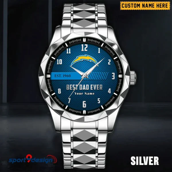 Los Angeles Chargers Best Dad Ever Father's Day Gift Stainless Steel Fashion Business Watch ANZDMW180 - Image 2