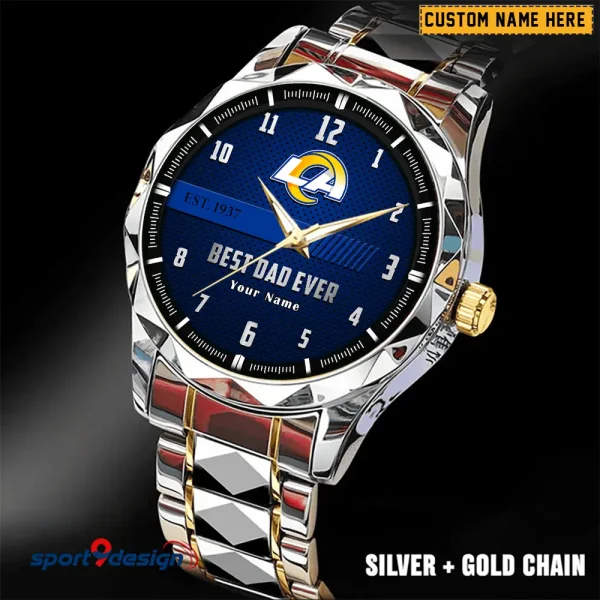 Los Angeles Rams Best Dad Ever Father's Day Gift Stainless Steel Fashion Business Watch ANZDMW181 - Image 2