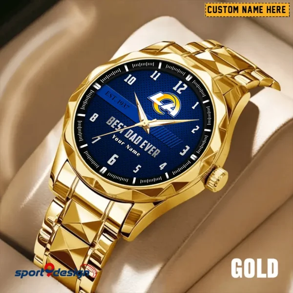 Los Angeles Rams Best Dad Ever Father's Day Gift Stainless Steel Fashion Business Watch ANZDMW181 - Image 3