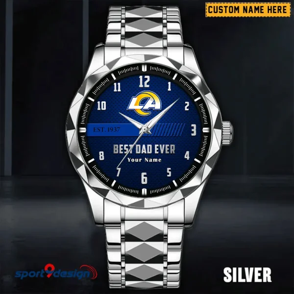 Los Angeles Rams Best Dad Ever Father's Day Gift Stainless Steel Fashion Business Watch ANZDMW181 - Image 4