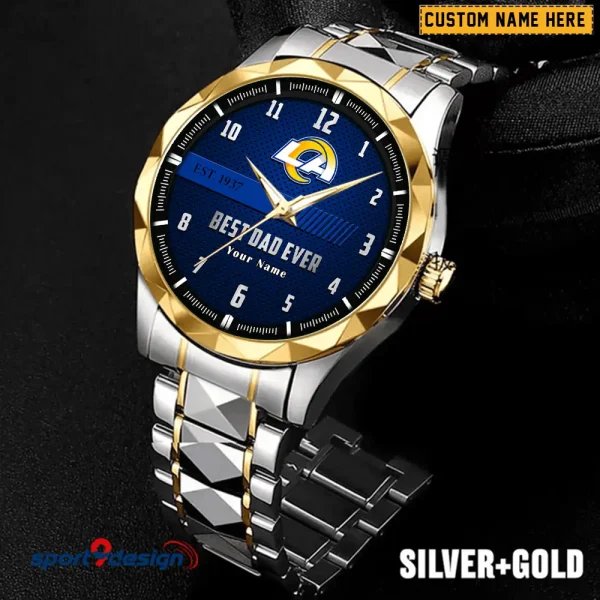 Los Angeles Rams Best Dad Ever Father's Day Gift Stainless Steel Fashion Business Watch ANZDMW181