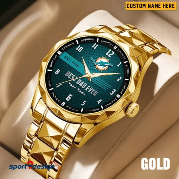 Miami Dolphins Best Dad Ever Father's Day Gift Stainless Steel Fashion Business Watch ANZDMW182 - Image 5