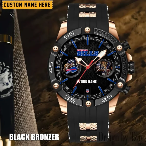 Buffalo Bills Mens Silicone Waterproof Date Fashion WristWatch ANZSSFWW037