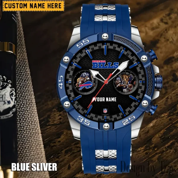 Buffalo Bills Mens Silicone Waterproof Date Fashion WristWatch ANZSSFWW037 - Image 2