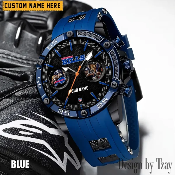Buffalo Bills Mens Silicone Waterproof Date Fashion WristWatch ANZSSFWW037 - Image 6