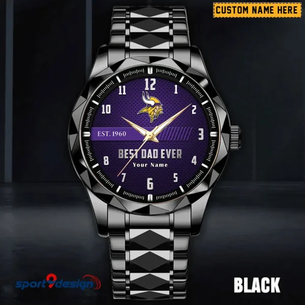 Minnesota Vikings Best Dad Ever Father's Day Gift Stainless Steel Fashion Business Watch ANZDMW183 - Image 5