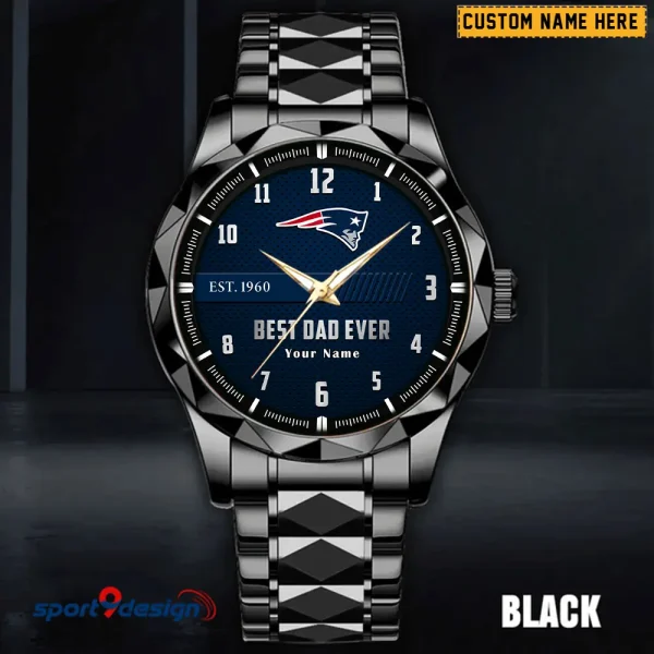 New England Patriots Best Dad Ever Father's Day Gift Stainless Steel Fashion Business Watch ANZDMW184 - Image 2