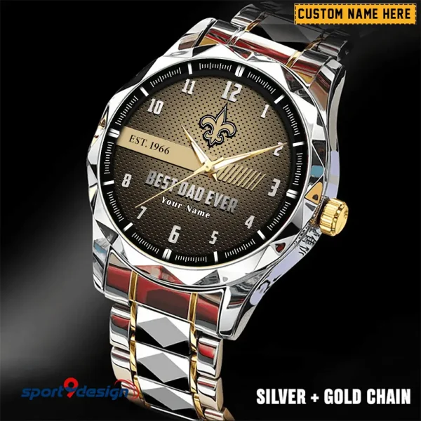 New Orleans Saints Best Dad Ever Father's Day Gift Stainless Steel Fashion Business Watch ANZDMW185 - Image 2