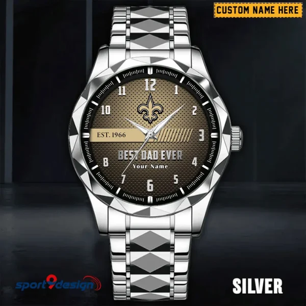 New Orleans Saints Best Dad Ever Father's Day Gift Stainless Steel Fashion Business Watch ANZDMW185 - Image 3