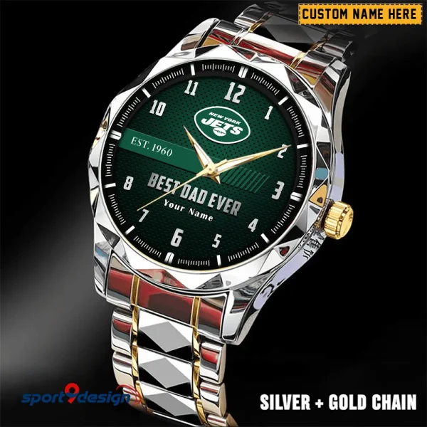 New York Jets Best Dad Ever Father's Day Gift Stainless Steel Fashion Business Watch ANZDMW187 - Image 4