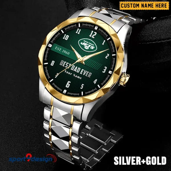 New York Jets Best Dad Ever Father's Day Gift Stainless Steel Fashion Business Watch ANZDMW187