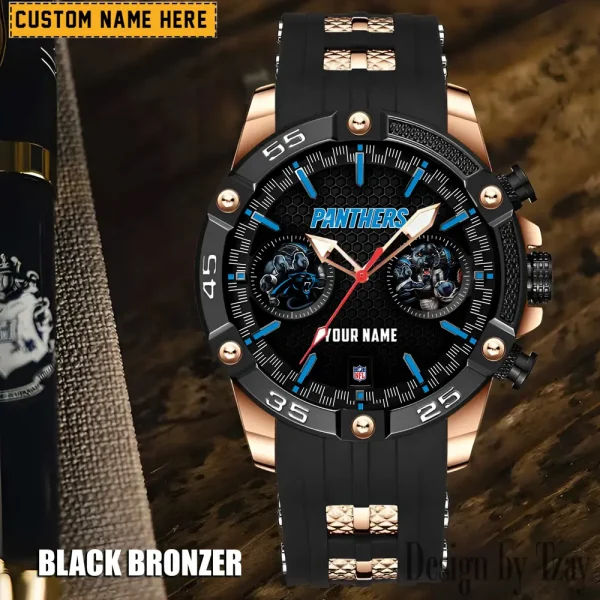 Carolina Panthers Mens Silicone Waterproof Date Fashion WristWatch ANZSSFWW038