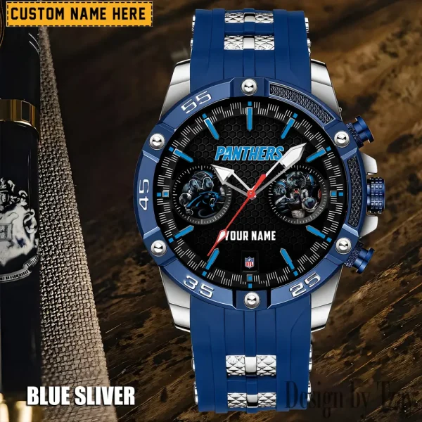 Carolina Panthers Mens Silicone Waterproof Date Fashion WristWatch ANZSSFWW038 - Image 2