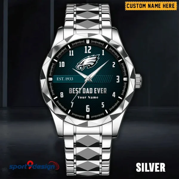 Philadelphia Eagles Best Dad Ever Father's Day Gift Stainless Steel Fashion Business Watch ANZDMW188 - Image 3