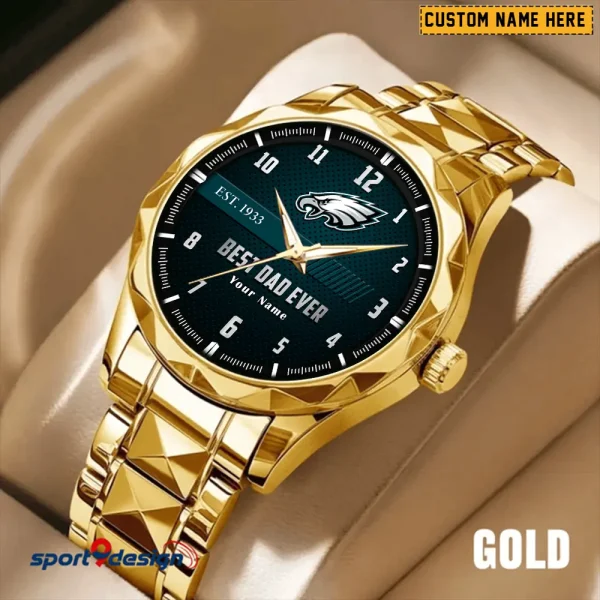 Philadelphia Eagles Best Dad Ever Father's Day Gift Stainless Steel Fashion Business Watch ANZDMW188 - Image 4