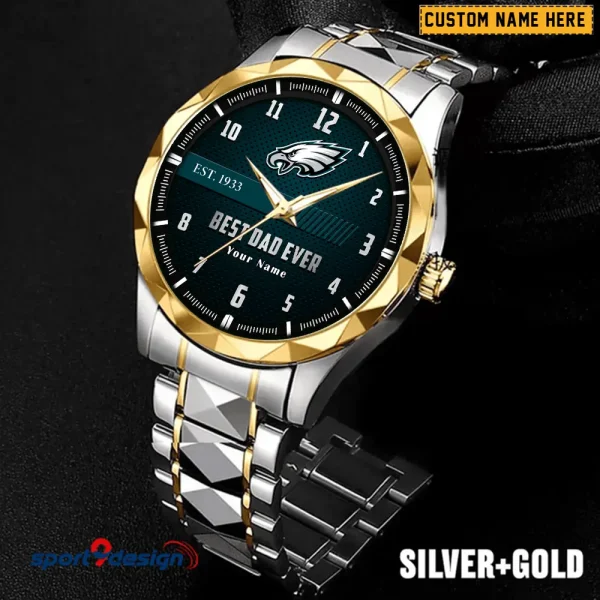 Philadelphia Eagles Best Dad Ever Father's Day Gift Stainless Steel Fashion Business Watch ANZDMW188