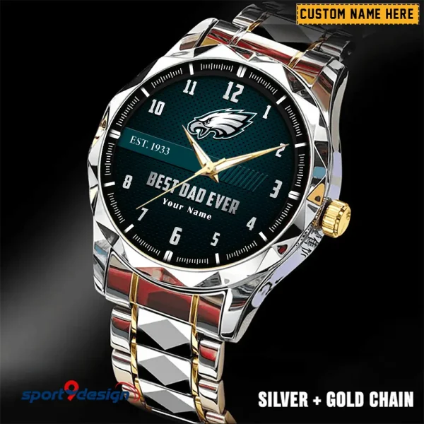 Philadelphia Eagles Best Dad Ever Father's Day Gift Stainless Steel Fashion Business Watch ANZDMW188 - Image 5