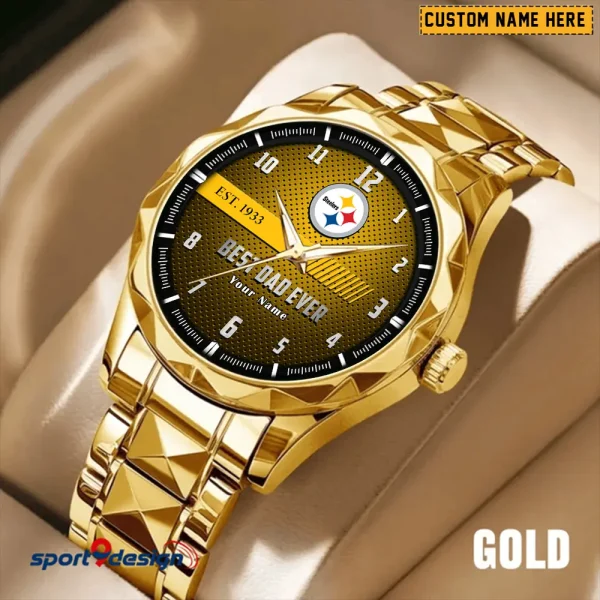 Pittsburgh Steelers Best Dad Ever Father's Day Gift Stainless Steel Fashion Business Watch ANZDMW189 - Image 3
