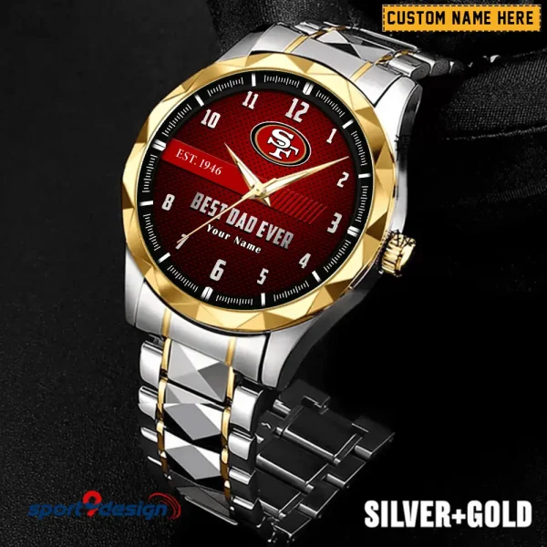 San Francisco 49ers Best Dad Ever Father's Day Gift Stainless Steel Fashion Business Watch ANZDMW190