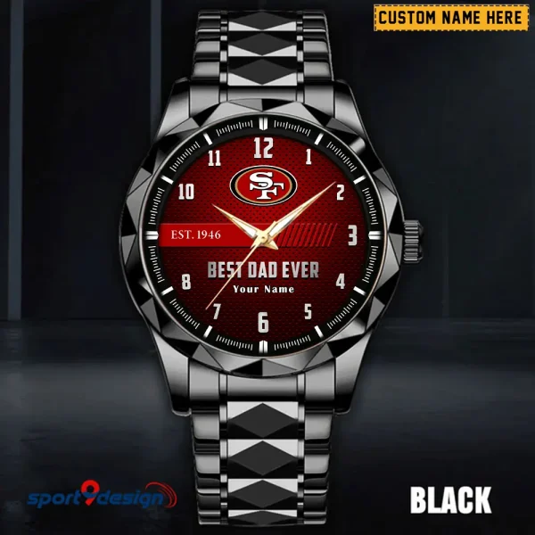 San Francisco 49ers Best Dad Ever Father's Day Gift Stainless Steel Fashion Business Watch ANZDMW190 - Image 3