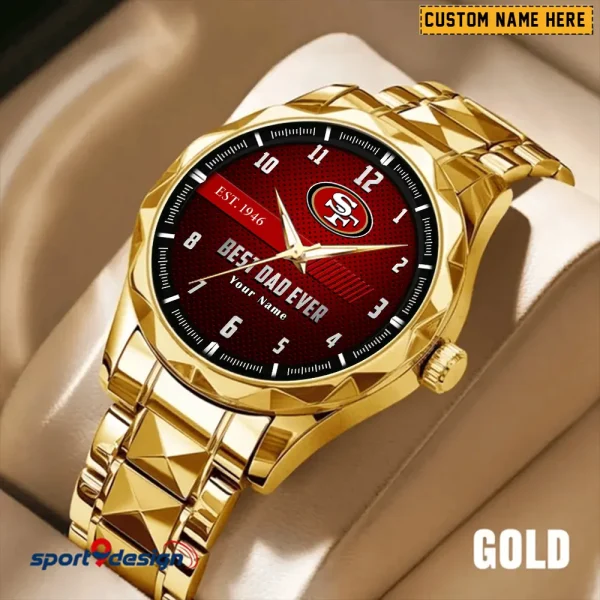 San Francisco 49ers Best Dad Ever Father's Day Gift Stainless Steel Fashion Business Watch ANZDMW190 - Image 4