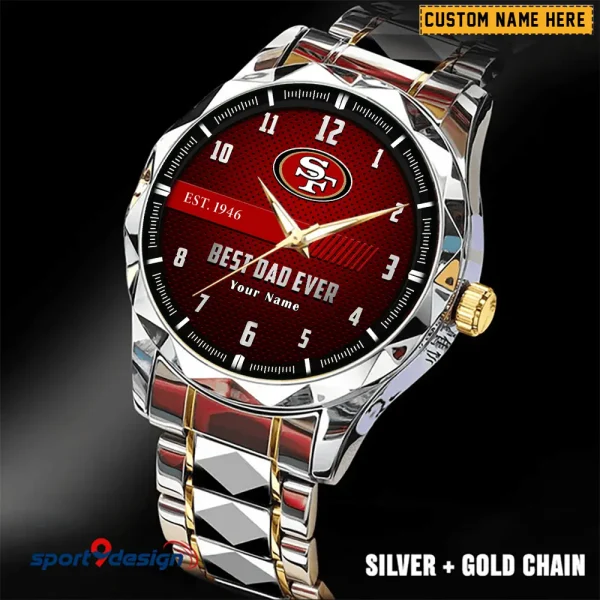 San Francisco 49ers Best Dad Ever Father's Day Gift Stainless Steel Fashion Business Watch ANZDMW190 - Image 5
