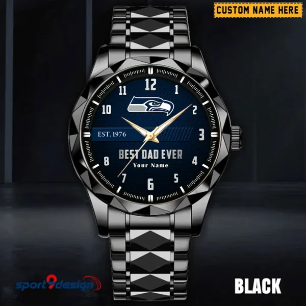 Seattle Seahawks Best Dad Ever Father's Day Gift Stainless Steel Fashion Business Watch ANZDMW191 - Image 2