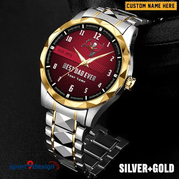 Tampa Bay Buccaneers Best Dad Ever Father's Day Gift Stainless Steel Fashion Business Watch ANZDMW192