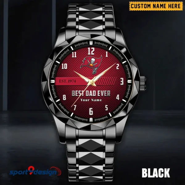Tampa Bay Buccaneers Best Dad Ever Father's Day Gift Stainless Steel Fashion Business Watch ANZDMW192 - Image 4