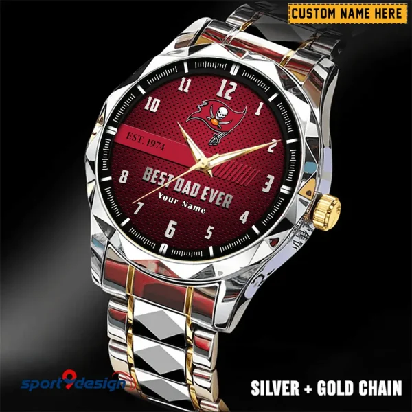 Tampa Bay Buccaneers Best Dad Ever Father's Day Gift Stainless Steel Fashion Business Watch ANZDMW192 - Image 5
