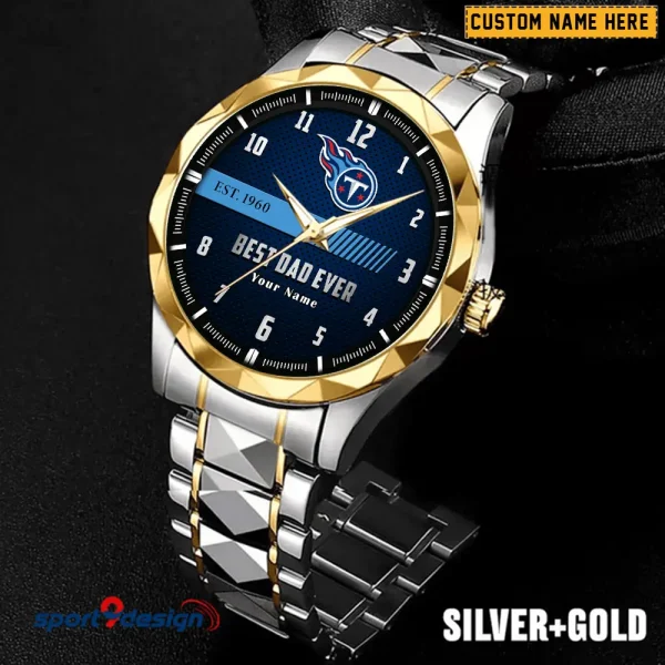 Tennessee Titans Best Dad Ever Father's Day Gift Stainless Steel Fashion Business Watch ANZDMW193