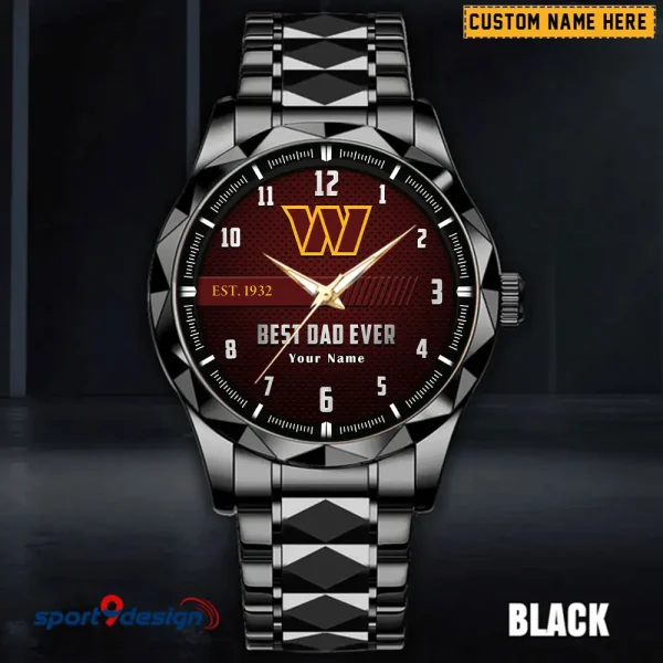 Washington Commanders Best Dad Ever Father's Day Gift Stainless Steel Fashion Business Watch ANZDMW194 - Image 2