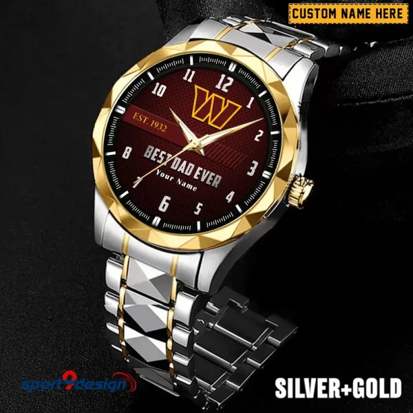 Washington Commanders Best Dad Ever Father's Day Gift Stainless Steel Fashion Business Watch ANZDMW194
