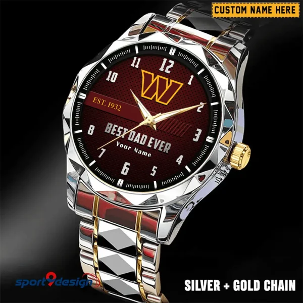 Washington Commanders Best Dad Ever Father's Day Gift Stainless Steel Fashion Business Watch ANZDMW194 - Image 3