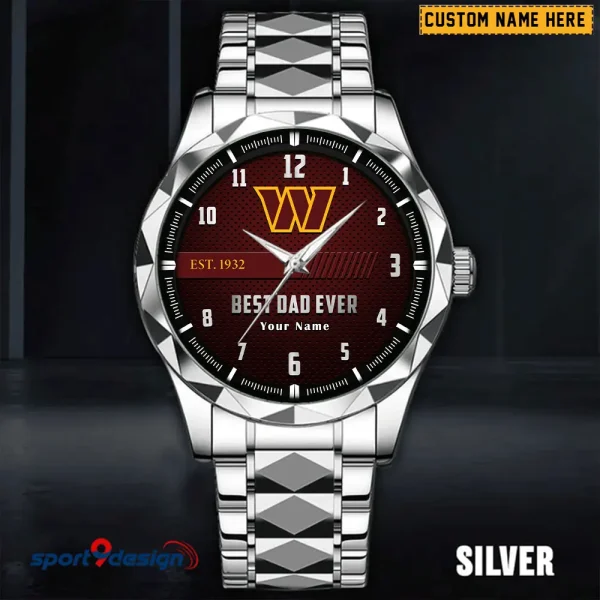 Washington Commanders Best Dad Ever Father's Day Gift Stainless Steel Fashion Business Watch ANZDMW194 - Image 4