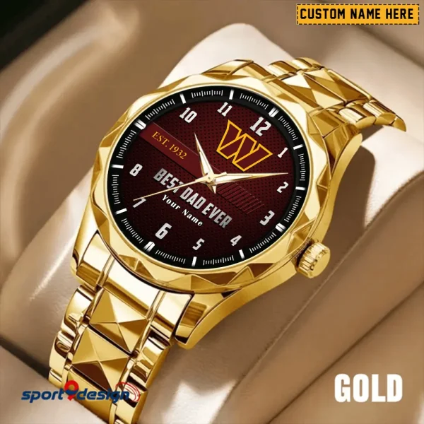 Washington Commanders Best Dad Ever Father's Day Gift Stainless Steel Fashion Business Watch ANZDMW194 - Image 5